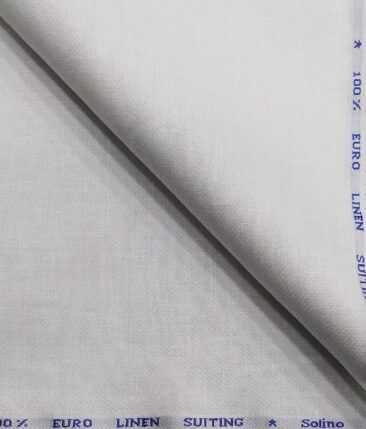 Solino Men's 100% Pure Linen Self Structured Unstitched Suiting Fabric (White