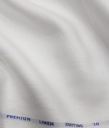 Solino Men's 100% Pure Linen 70 LEA Solid Unstitched Suiting Fabric (White) - Image 2