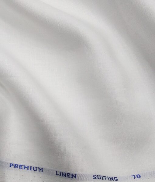 Solino Men's 100% Pure Linen 70 LEA Solid Unstitched Suiting Fabric (White) - Image 2