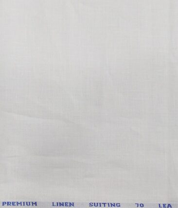 Solino Men's 100% Pure Linen 70 LEA Solid Unstitched Suiting Fabric (White) - Image 3