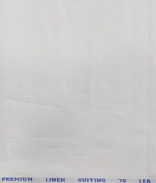 Solino Men's 100% Pure Linen 70 LEA Solid Unstitched Suiting Fabric (White) - Image 3