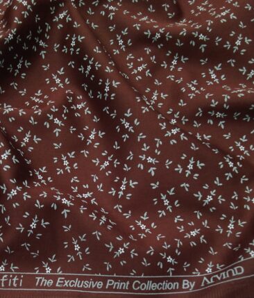 Arvind Men's 100% Premium Cotton Grey Floral Prints Unstitched Shirt Fabric (Maroon Red