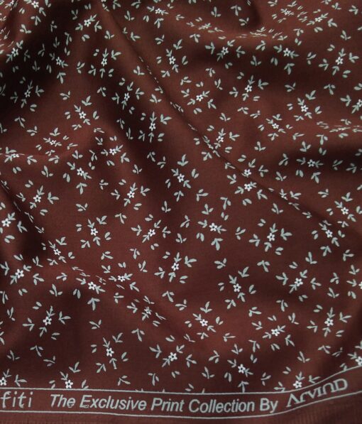Arvind Men's 100% Premium Cotton Grey Floral Prints Unstitched Shirt Fabric (Maroon Red