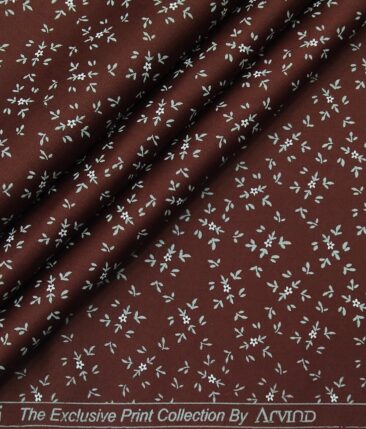 Arvind Men's 100% Premium Cotton Grey Floral Prints Unstitched Shirt Fabric (Maroon Red
