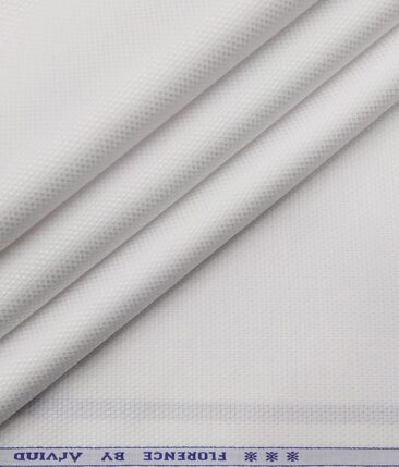 Arvind Men's 100% Premium Cotton Royal Oxford Weave Unstitched Shirt Fabric (White