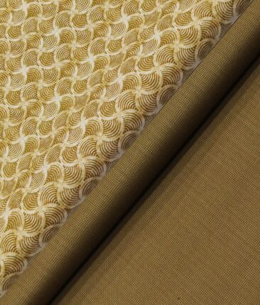 J.Hampstead Men's Peanut Brown Poly Viscose Trouser Fabric With Raymond Men's Light Brown Cotton Printed Shirt Fabric (Unstitched Combo)