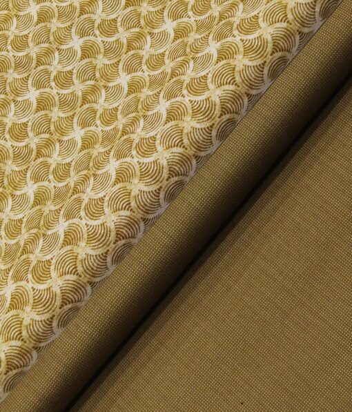 J.Hampstead Men's Peanut Brown Poly Viscose Trouser Fabric With Raymond Men's Light Brown Cotton Printed Shirt Fabric (Unstitched Combo)