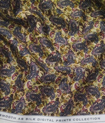 Nemesis Men's 100% Giza Cotton Paisley Digital Print Unstitched Shirt Fabric (Multi