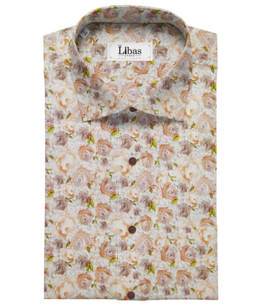 Nemesis Men's 100% Giza Cotton Floral Digital Print Unstitched Shirt Fabric (Peach) - Image 2