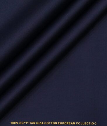 Nemesis Men's 100% Egyptian Giza Cotton Solid Satin Unstitched Shirt Fabric (Dark Royal Blue