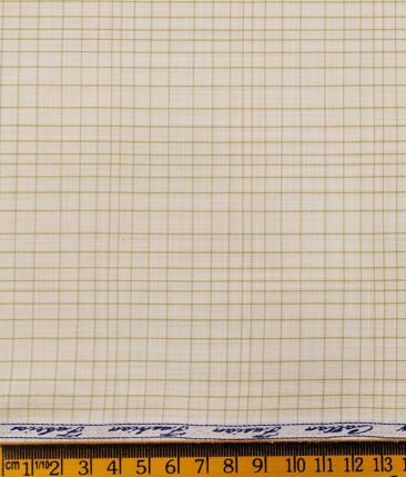 Raymond Men's Dark Brown Self Design Poly Viscose Trouser Fabric With Exquisite Beige Checks Poly Cotton Shirt Fabric (Unstitched Combo)
