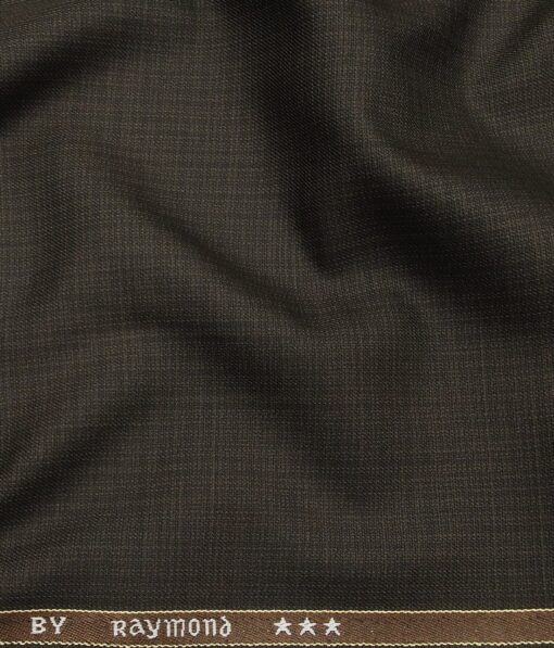 Raymond Men's Dark Brown Self Design Poly Viscose Trouser Fabric With Exquisite Beige Checks Poly Cotton Shirt Fabric (Unstitched Combo)