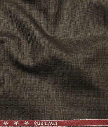 Raymond Men's Dark Brown Self Design Poly Viscose Trouser Fabric With Exquisite White Striped Shirt Fabric (Unstitched Combo)