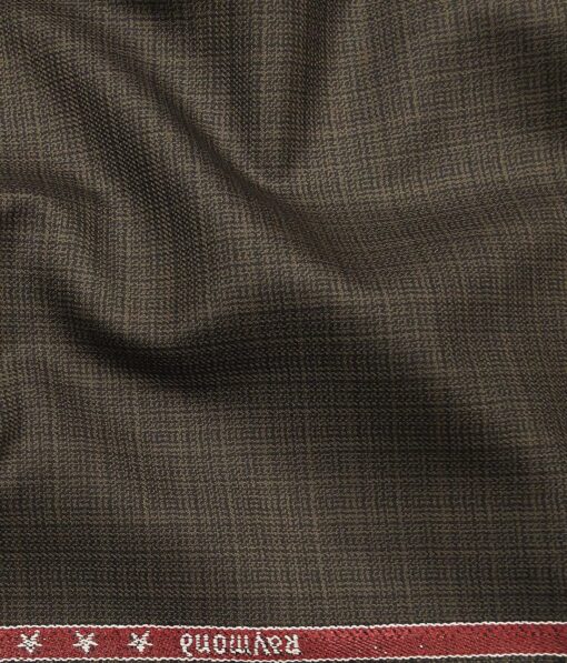 Raymond Men's Dark Brown Self Design Poly Viscose Trouser Fabric With Exquisite White Striped Shirt Fabric (Unstitched Combo)