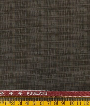 Raymond Men's Dark Brown Self Design Poly Viscose Trouser Fabric With Exquisite White Striped Shirt Fabric (Unstitched Combo)
