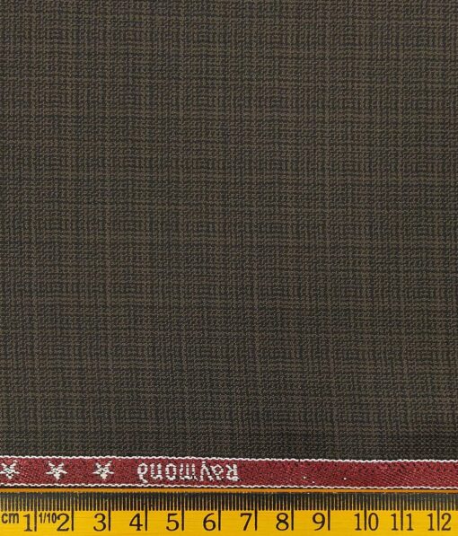 Raymond Men's Dark Brown Self Design Poly Viscose Trouser Fabric With Exquisite White Striped Shirt Fabric (Unstitched Combo)