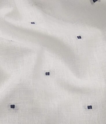 Raymond Men's Dark Blue Self Design Poly Viscose Shiny Trouser Fabric With Exquisite Whilte Khadi Look Dobby Poly Cotton Shirt Fabric (Unstitched Combo)