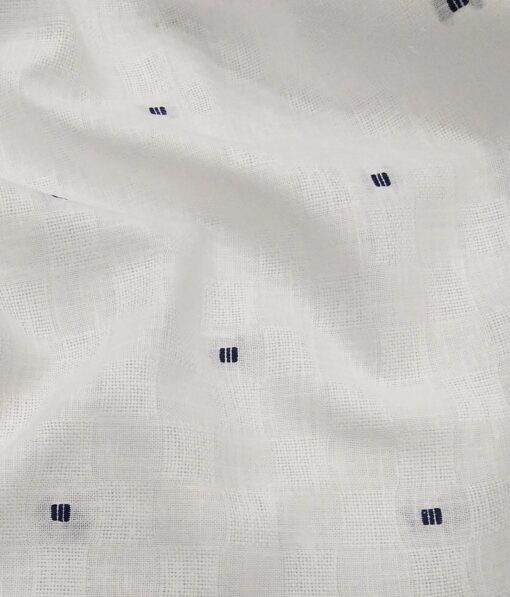 Raymond Men's Dark Blue Self Design Poly Viscose Shiny Trouser Fabric With Exquisite Whilte Khadi Look Dobby Poly Cotton Shirt Fabric (Unstitched Combo)