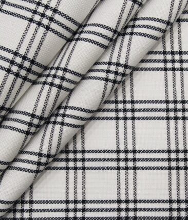 Raymond Men's Black Structured Poly Viscose Trouser Fabric With Exquisite White Checks Poly Cotton Shirt Fabric (Unstitched Combo)