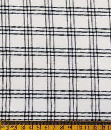 Raymond Men's Black Structured Poly Viscose Trouser Fabric With Exquisite White Checks Poly Cotton Shirt Fabric (Unstitched Combo)