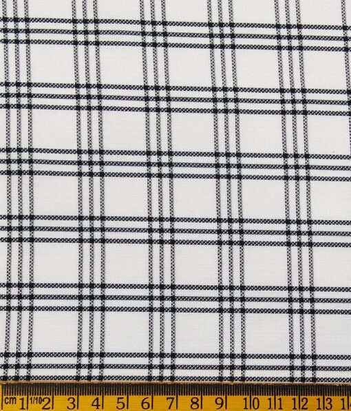 Raymond Men's Black Structured Poly Viscose Trouser Fabric With Exquisite White Checks Poly Cotton Shirt Fabric (Unstitched Combo)