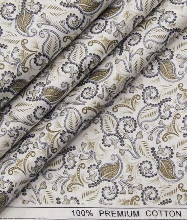 Raymond Men's Dark Brown Self Design Poly Viscose Trouser Fabric With True Value White Floral Print Cotton Shirt Fabric (Unstitched Combo)