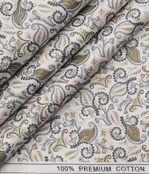 Raymond Men's Dark Brown Self Design Poly Viscose Trouser Fabric With True Value White Floral Print Cotton Shirt Fabric (Unstitched Combo)