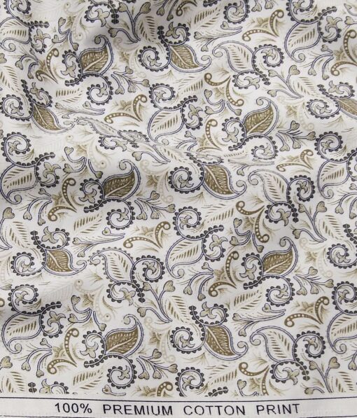 Raymond Men's Dark Brown Self Design Poly Viscose Trouser Fabric With True Value White Floral Print Cotton Shirt Fabric (Unstitched Combo)