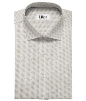Raymond Men's Pebble Grey Striped Poly Viscose Trouser Fabric With Birla Century White Printed Cotton Shirt Fabric (Unstitched Combo)