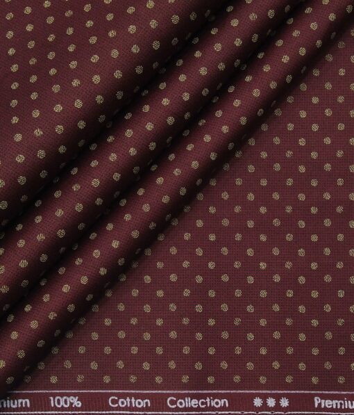 Raymond Men's Beige Red Checks Poly Viscose Trouser Fabric With Exquisite Maroon Red Printed Cotton Shirt Fabric (Unstitched Combo)
