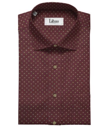 Raymond Men's Beige Red Checks Poly Viscose Trouser Fabric With Exquisite Maroon Red Printed Cotton Shirt Fabric (Unstitched Combo)