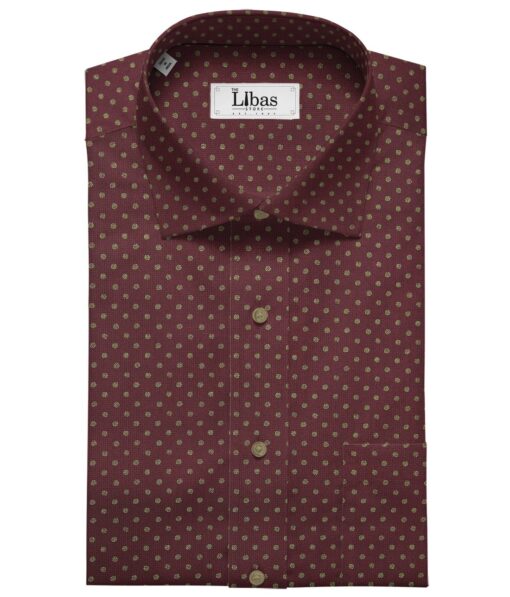 Raymond Men's Beige Red Checks Poly Viscose Trouser Fabric With Exquisite Maroon Red Printed Cotton Shirt Fabric (Unstitched Combo)