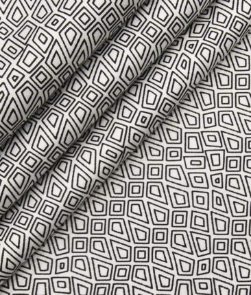 Raymond Men's Blackish Grey Self Checks Poly Viscose Trouser Fabric With Solino White Printed Cotton Shirt Fabric (Unstitched Combo)
