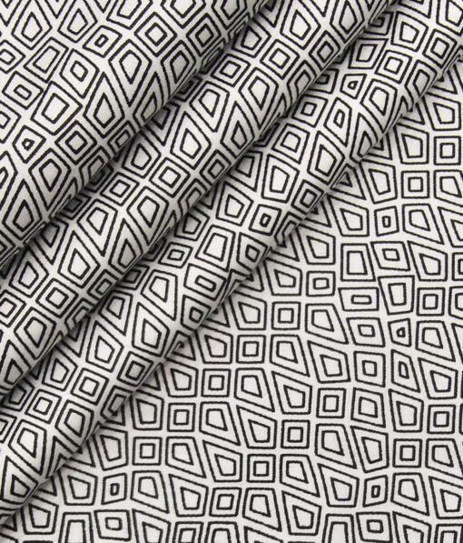 Raymond Men's Blackish Grey Self Checks Poly Viscose Trouser Fabric With Solino White Printed Cotton Shirt Fabric (Unstitched Combo)