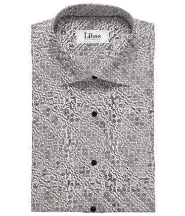 Raymond Men's Blackish Grey Self Checks Poly Viscose Trouser Fabric With Solino White Printed Cotton Shirt Fabric (Unstitched Combo)