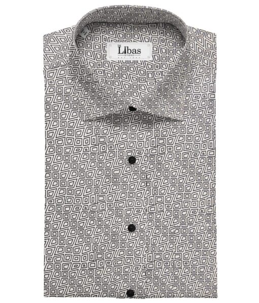 Raymond Men's Blackish Grey Self Checks Poly Viscose Trouser Fabric With Solino White Printed Cotton Shirt Fabric (Unstitched Combo)
