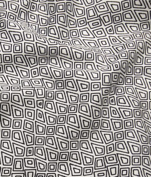 Raymond Men's Blackish Grey Self Checks Poly Viscose Trouser Fabric With Solino White Printed Cotton Shirt Fabric (Unstitched Combo)