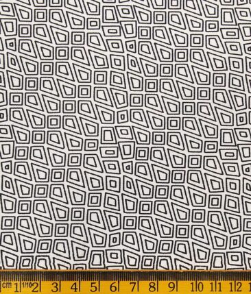 Raymond Men's Blackish Grey Self Checks Poly Viscose Trouser Fabric With Solino White Printed Cotton Shirt Fabric (Unstitched Combo)