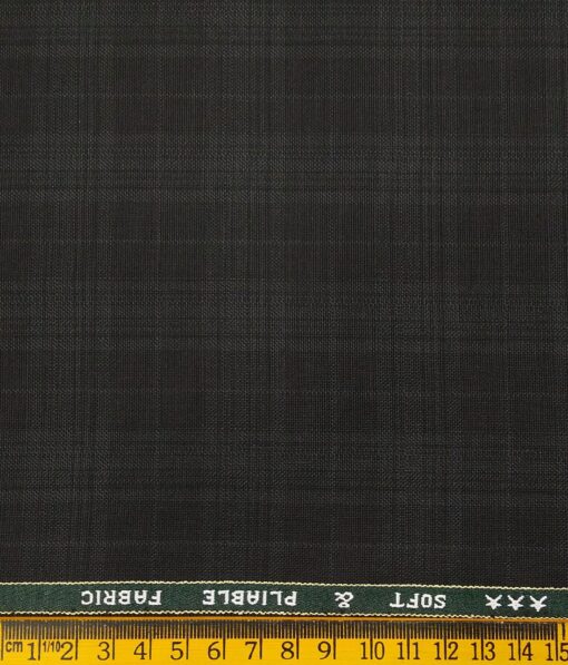 Raymond Men's Blackish Grey Self Checks Poly Viscose Trouser Fabric With Solino White Printed Cotton Shirt Fabric (Unstitched Combo)