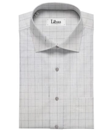 Raymond Men's Blackish Grey Self Design Poly Viscose Trouser Fabric With Khadi Look White Checks Poly Cotton Shirt Fabric (Unstitched Combo)