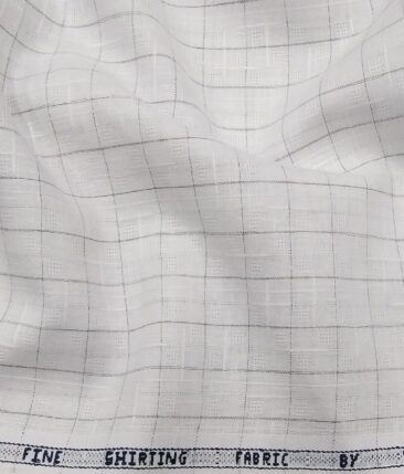 Raymond Men's Blackish Grey Self Design Poly Viscose Trouser Fabric With Khadi Look White Checks Poly Cotton Shirt Fabric (Unstitched Combo)