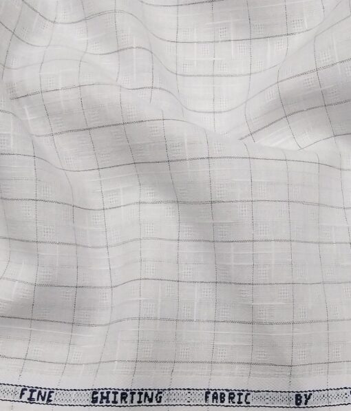 Raymond Men's Blackish Grey Self Design Poly Viscose Trouser Fabric With Khadi Look White Checks Poly Cotton Shirt Fabric (Unstitched Combo)