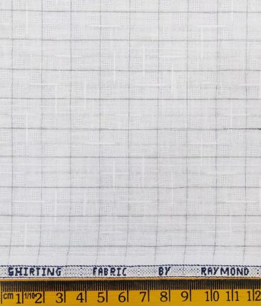 Raymond Men's Blackish Grey Self Design Poly Viscose Trouser Fabric With Khadi Look White Checks Poly Cotton Shirt Fabric (Unstitched Combo)