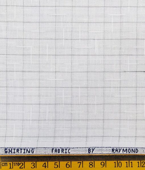 Raymond Men's Blackish Grey Self Design Poly Viscose Trouser Fabric With Khadi Look White Checks Poly Cotton Shirt Fabric (Unstitched Combo)
