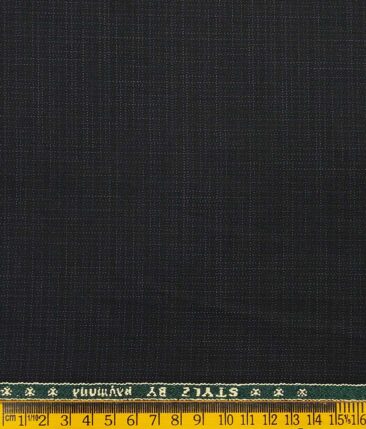 Raymond Men's Blackish Grey Self Design Poly Viscose Trouser Fabric With Khadi Look White Checks Poly Cotton Shirt Fabric (Unstitched Combo)