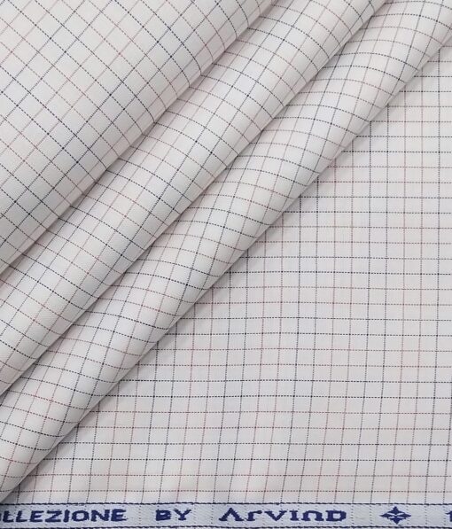 Raymond Men's Dark Purple Checks Poly Viscose Trouser Fabric With Arvind White Checks Cotton Shirt Fabric (Unstitched Combo)