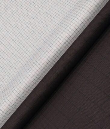 Raymond Men's Dark Purple Checks Poly Viscose Trouser Fabric With Arvind White Checks Cotton Shirt Fabric (Unstitched Combo)
