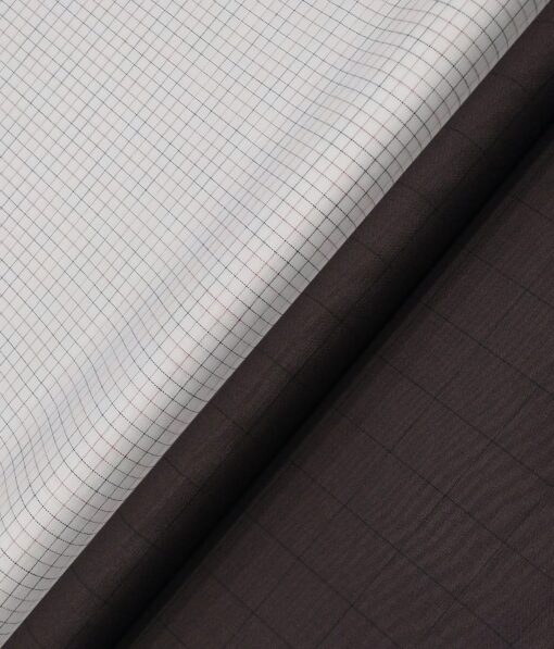 Raymond Men's Dark Purple Checks Poly Viscose Trouser Fabric With Arvind White Checks Cotton Shirt Fabric (Unstitched Combo)
