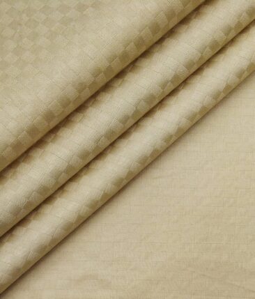 Raymond Men's Dark Brown Self Checks Poly Viscose Trouser Fabric With Exquisite Beige Self Checks Cotton Shirt Fabric (Unstitched Combo)