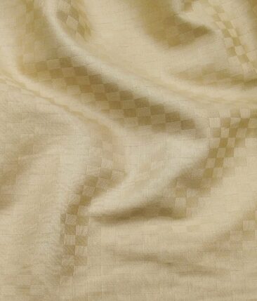Raymond Men's Dark Brown Self Checks Poly Viscose Trouser Fabric With Exquisite Beige Self Checks Cotton Shirt Fabric (Unstitched Combo)